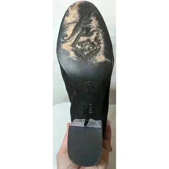 FREE PEOPLE GRAY VELVET 3" STACKED HEEL ANKLE BOOTS EU 41, US 10.5 - Picture 11 of 12